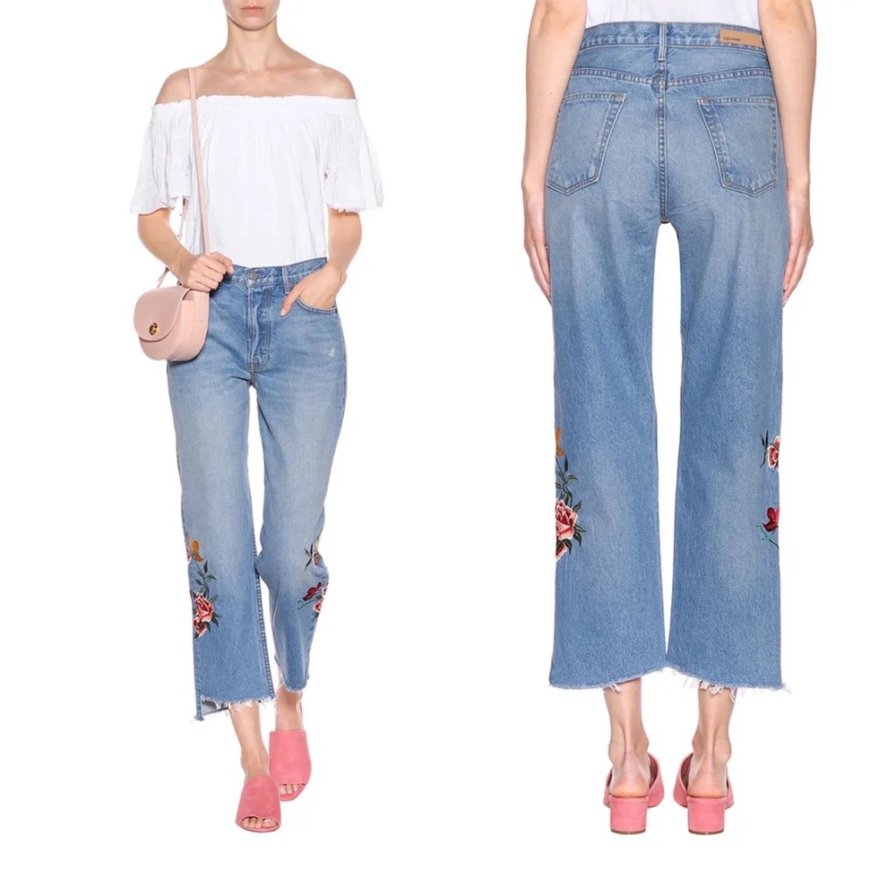 GRLFRND Helena High-Rise Embroidered Crop Jean in Chelsea Hotel Size 27